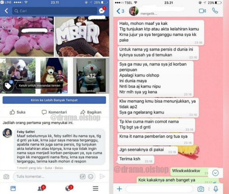 Gak terima nama akun olshop ini sama dengan namanya wanita ini protes sampe minta tunjukin KTP