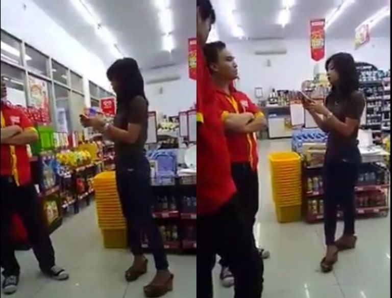 Ketahuan lakukan hal tidak terpuji di mini market sikap wanita ini malah bikin jengkel petugas