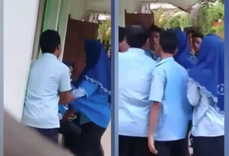 Beredar video kekerasan di sekolah siswi ini ditampar seorang siswa teman sekelas kompak keluar langsung melerai