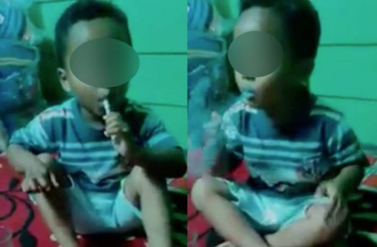 Bikin geram video seorang bocah diajarkan merokok ini viral di medsos