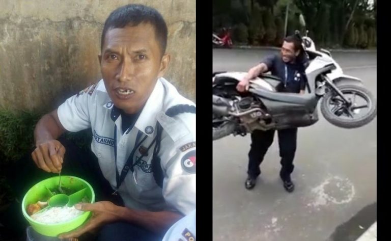 Geram motornya diparkir sembarangan pria ini lakukan hal tak terduga satpam dilawan