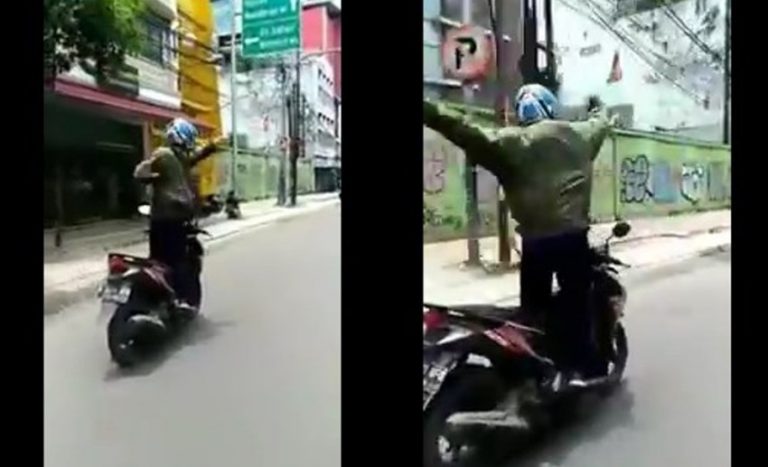 Sempat hebohkan publik gara gara joget di atas motor yang melaju di jalan raya pengendara ini ditilang polisi