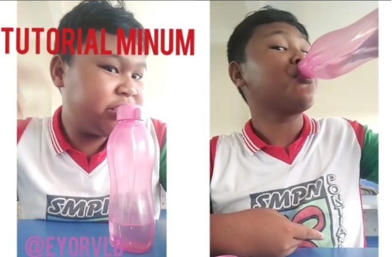 Bikin video tutorial minum dari botol bocah asal Pontinaka ini viral