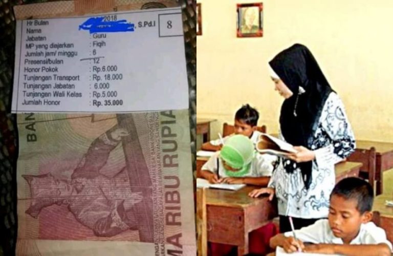 Cuma dibayar Rp 35.ooo sebulan slip gaji guru honorer ini viral kok miris ya