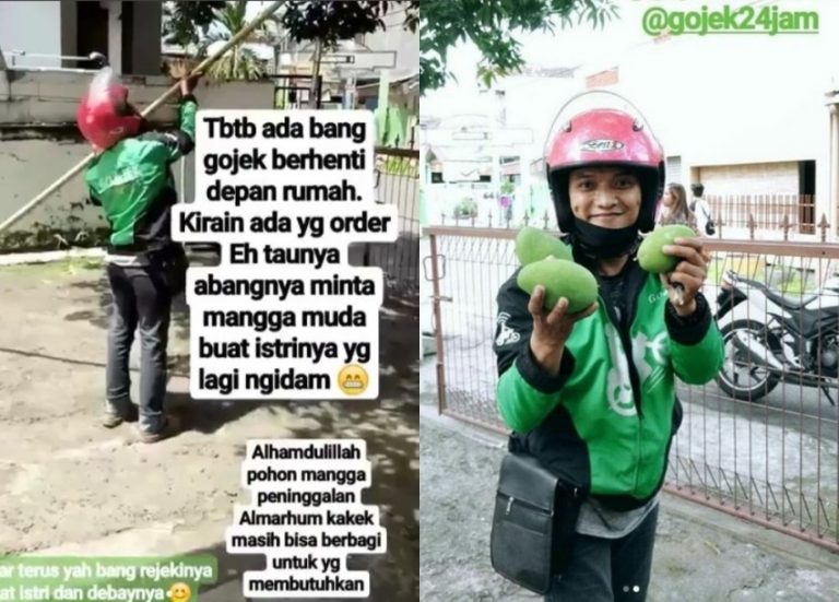 Istri lagi ngidam driver ojol ini rela minta mangga sama warga abangnya sweet banget