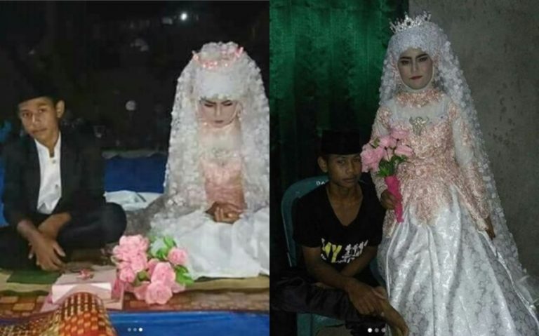 Masih dibawah umur dua bocah SMP ini telah resmi menikah make up pengantin wanitanya bikin gagal fokus