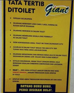 Terngakak, tata tertib di pusat perbelanjaan ini kocak abis, datang buru-buru pergi disiram dulu!