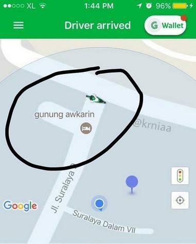 Nama lokasi penjemputan penumpang ojek online yang bikin gagal paham