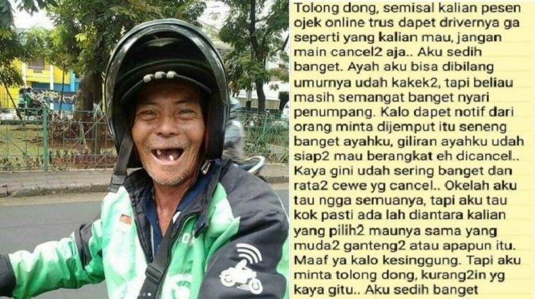 Orderan ayahnya sering dicancel curahan hati anak driver ojek online ini viral di media sosial