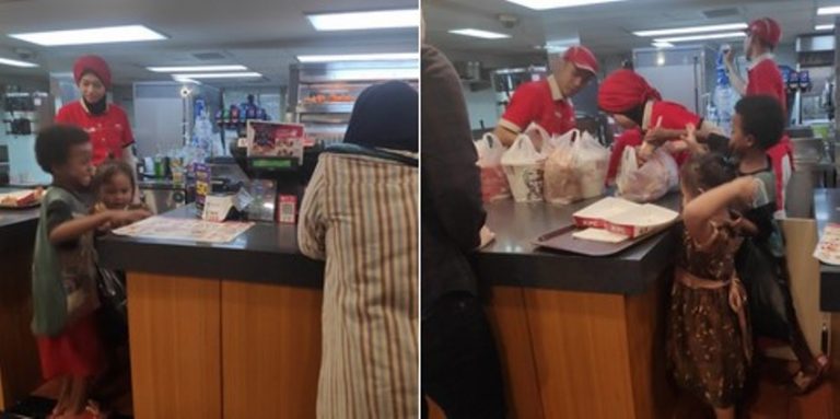 Aksinya bikin kagum seorang ibu bayari anak jalanan beli ayam di restoran cepat saji