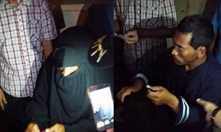 Pria menyamar gunakan cadar agar bisa berselfie dengan jemaah wanita