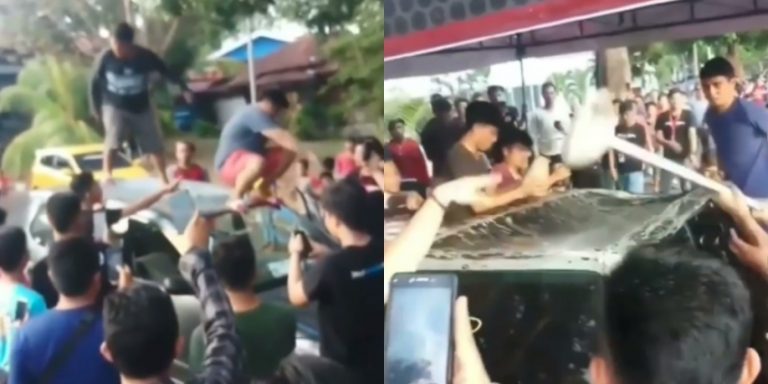 Anti mainstream video lomba merusak mobil yang dilakukan sekelompok massa ini viral