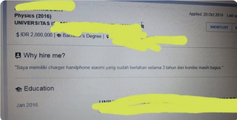 Ngakak pria ini tulis alasan kocak di cv saat akan melamar di salah satu platform pencari kerja