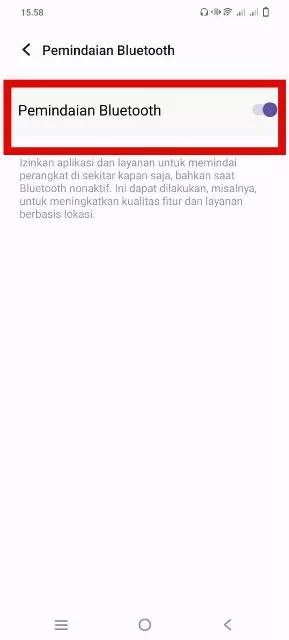 Nonaktifkan Pemindaian Bluetooth