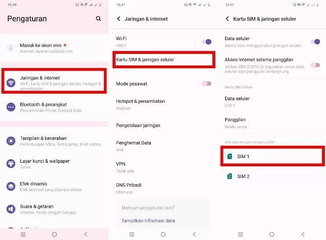 Pilih Jaringan dan Internet