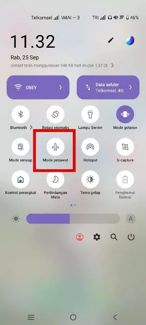 Aktifkan Mode Pesawat