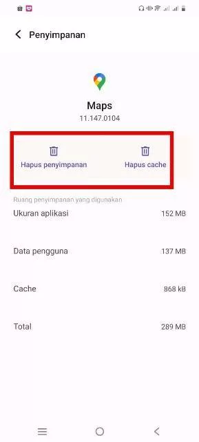 Hapus Penyimpanan dan Cache